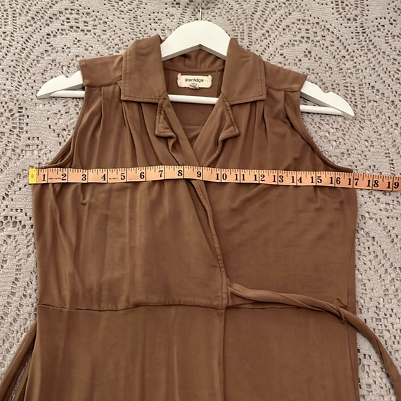 Anthropologie light brown camel trench coat style wrap dress XS 4 6 🤎🕵️💃🏻🧥 - Picture 3 of 7